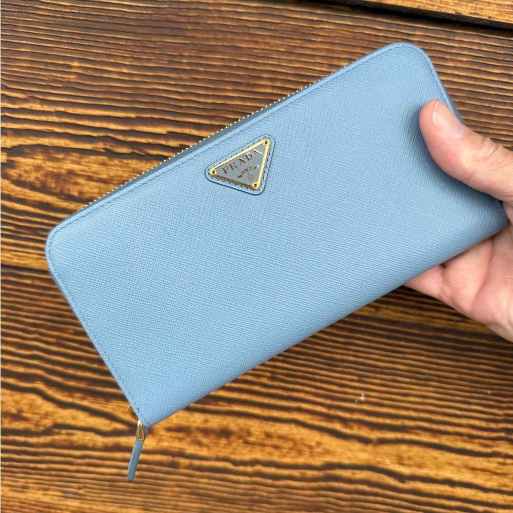 SOLD | Prada Light Blue Zip Wallet - LIKE NEW!